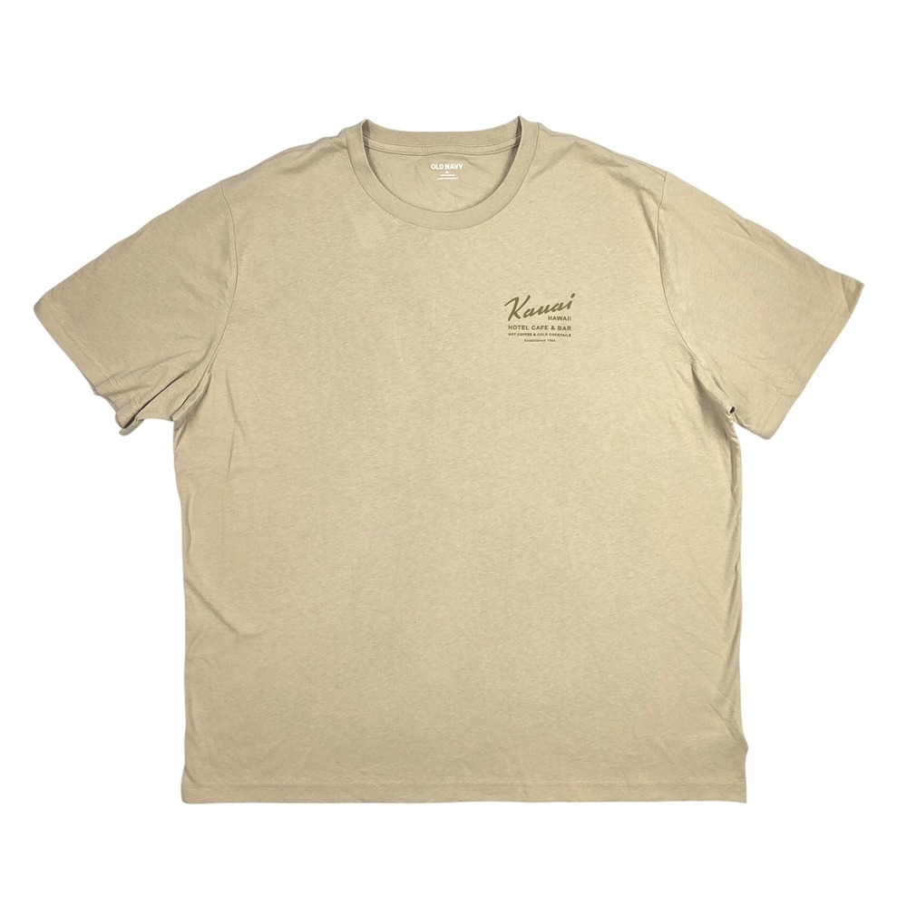 Old Navy Mens XL Kauai Hawaii Hotel Cafe & Bar Graphic T-Shirt Tan Soft-Washed
